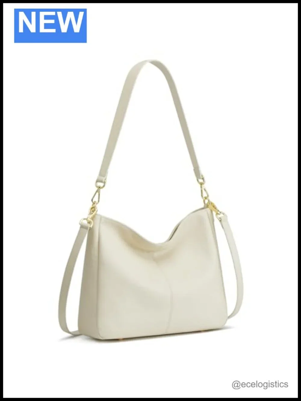Genuine Leather Hobo Crossbody Bag with 2 Straps